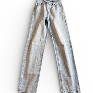 American Eagle Womens Light Acid Wash High Waisted Straight Leg Jeans 90s Grunge